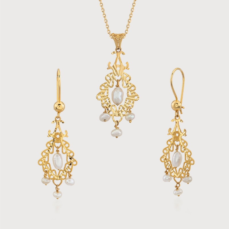 Golden Serenity: Spirit and Soul Necklace Earring Gold Collection