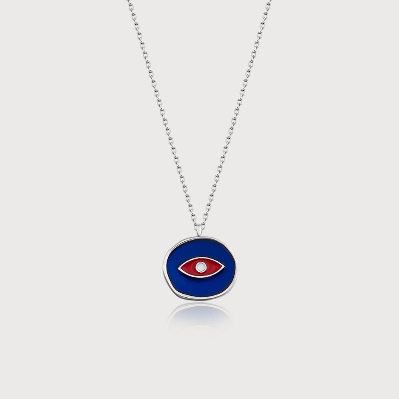 Eye of Ziggurat Silver Necklace - Blue