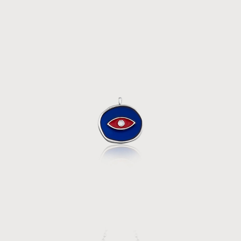 Eye of Ziggurat Silver Charm - Blue